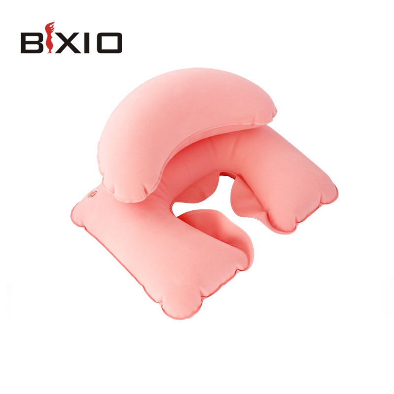 Top Rating Double Layers U-Shape Pillow Flocking Inflatable Neck Pillow High Quality Travel Flight U Style Pillows BX-CQZ0007